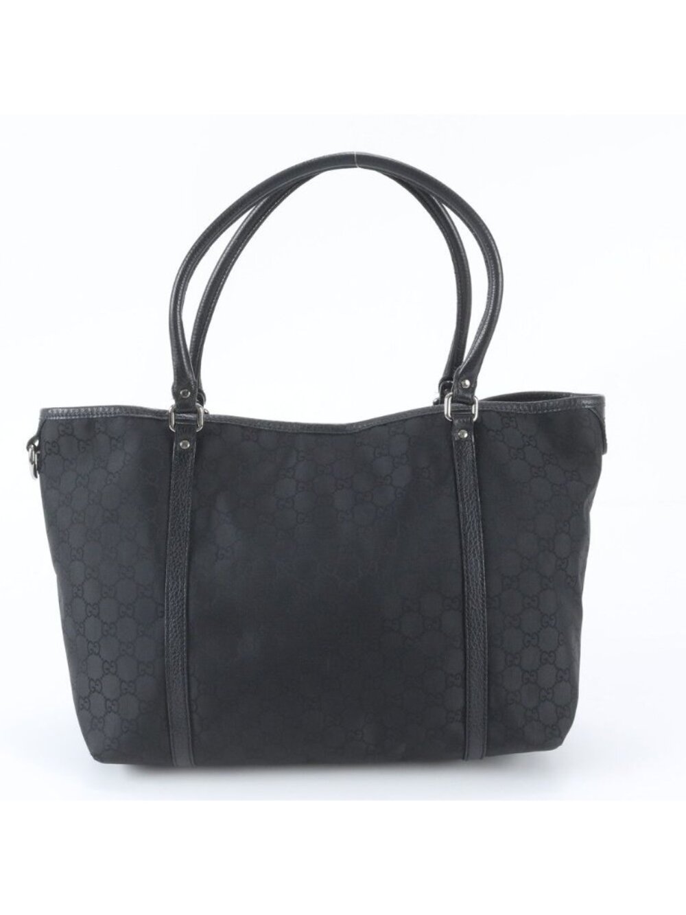 Gucci GG Canvas Leather Tote Bag Shoulder Hand Black